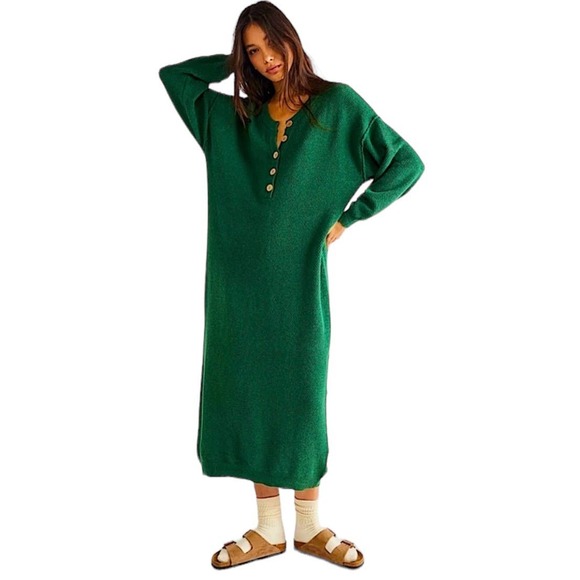 Free People Dresses & Skirts - Free People Hailee Knit Sweater Midi Dress Shapeless Oversized Casual Cozy XS